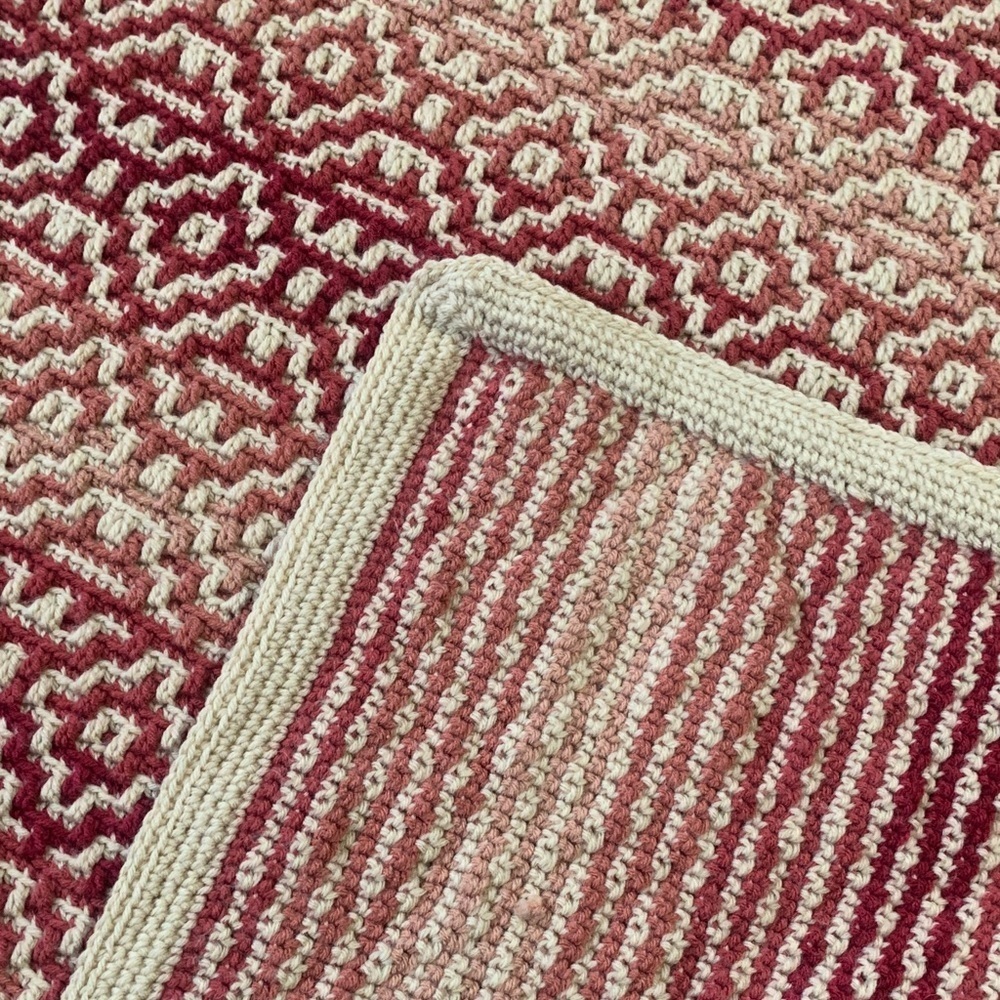 Handcrafted Mosaic Crochet Geometric Blanket - Picture 5 of 5